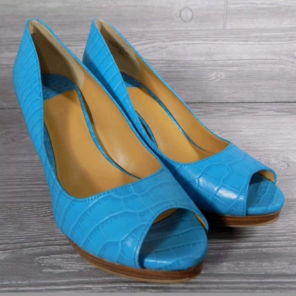 Nine West Croc Pattern Leather Heels 6.5M - Picture 8 of 8